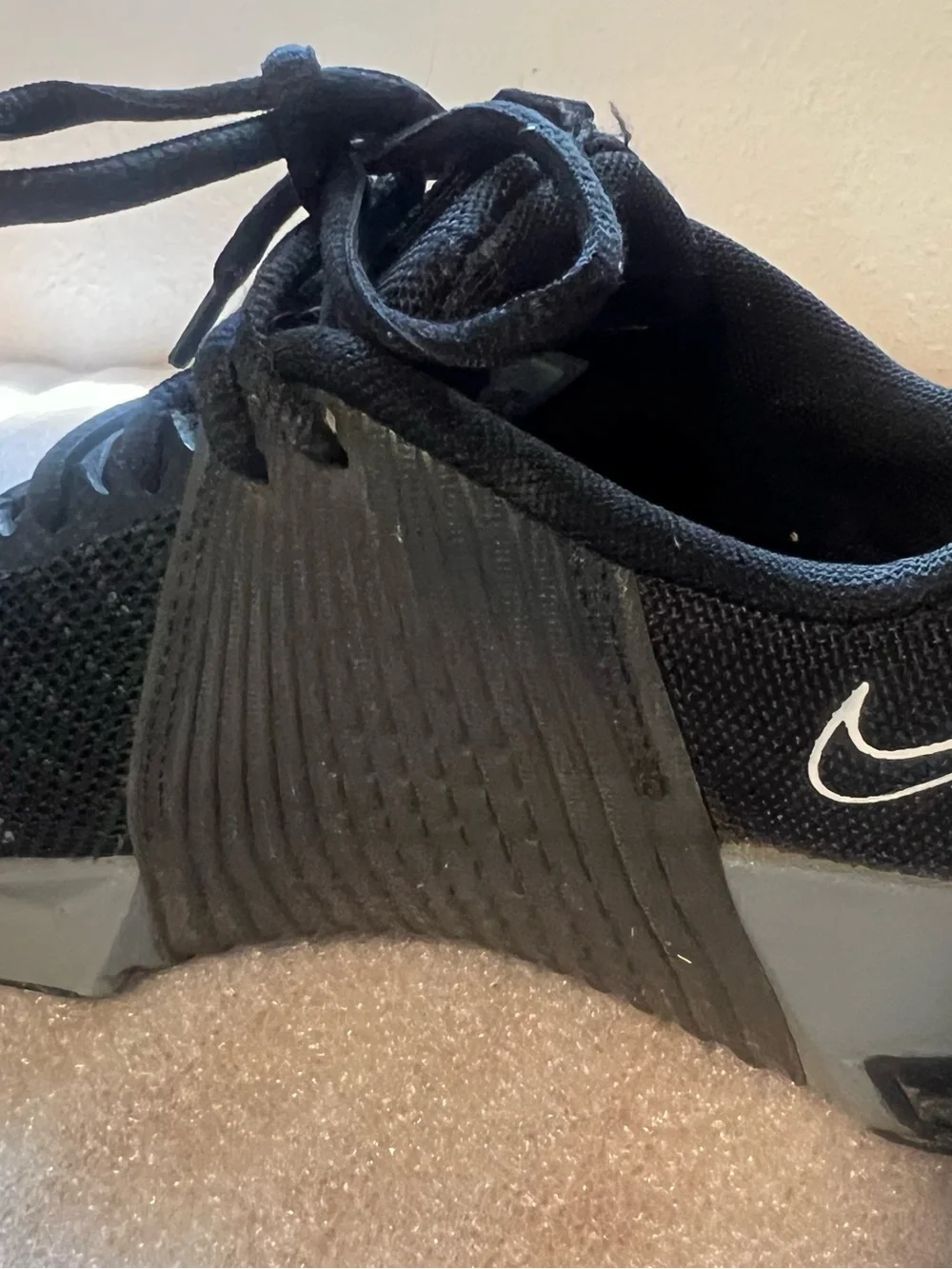 Nike Black Athletic Trainers with White Swoosh Accents 7.5